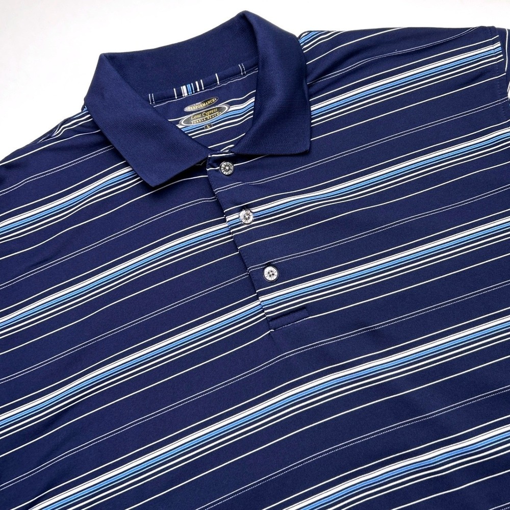 Lone Cypress Pebble Beach Mens Golf Polo Shirt Navy Blue Size L Athletic Preppy